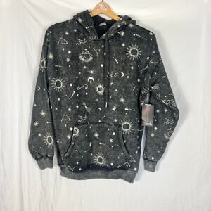 NWT No Boundaries Constellation Planet Hoodie Juniors XS NoBo Gray Distressed